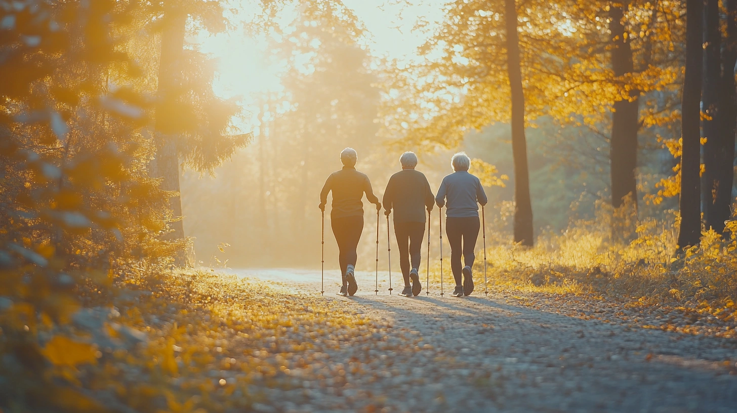 Активні люди старшого віку займаються спортом на свіжому повітрі